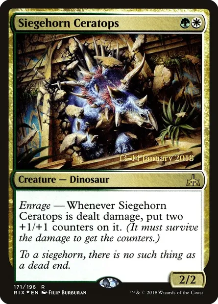 Siegehorn Ceratops, Magic card PRIX 171s — Rivals of Ixalan Promos set