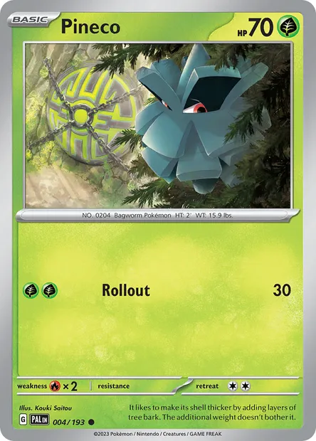 Pineco, Pokémon card PAL 004 — Paldea Evolved set