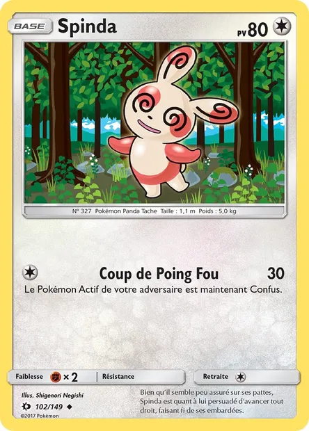 Spinda, carte Pokémon SUM 102 — extension Soleil et Lune