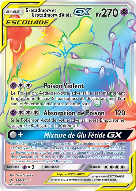 Grotadmorv et Grotadmorv d’Alola GX, carte Pokémon UNB 220 — extension Alliance Infaillible