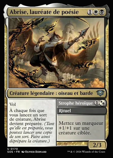Abrise, lauréate de poésie // Heroic Stanza, carte Magic SOS 170 — extension Secrets of Strixhaven