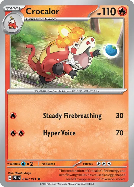 Crocalor, Pokémon card PAL 036 — Paldea Evolved set