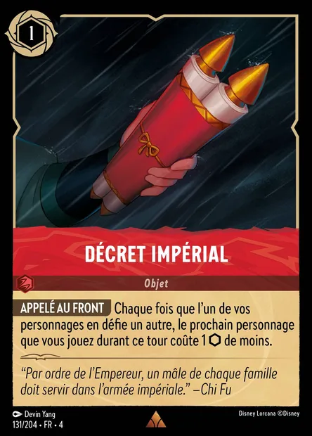 Décret Impérial, carte Disney Lorcana CH4-131 — extension Le Retour d'Ursula