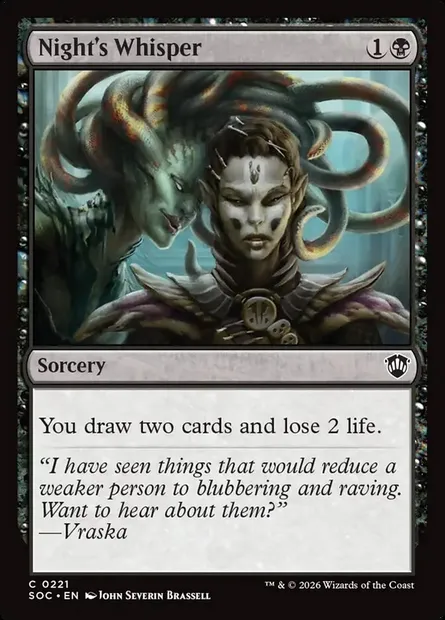 Night's Whisper, Magic card SOC 221 — Secrets of Strixhaven Commander set