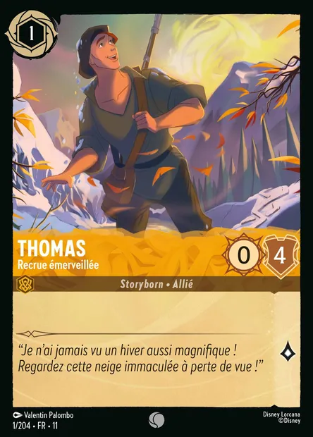 Thomas - Recrue émerveillée, carte Disney Lorcana CH11-001 — extension Givresort