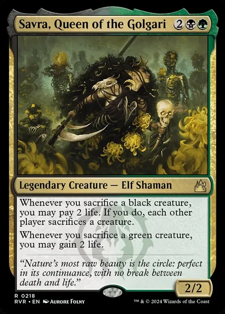 Savra, Queen of the Golgari, Magic card RVR 218 — Ravnica Remastered set