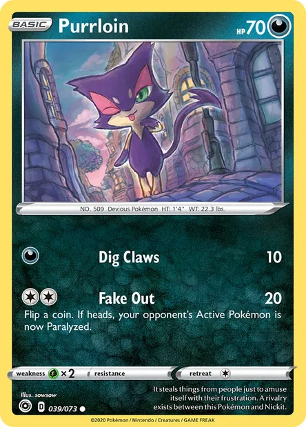Purrloin, Pokémon card CPA 39 — Champion's Path set
