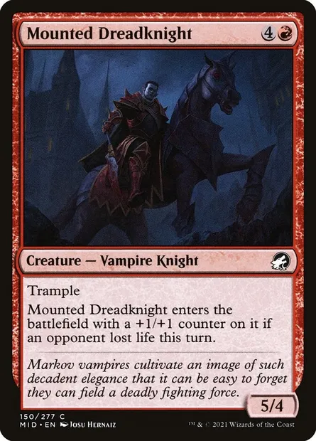 Mounted Dreadknight, Magic card MID 150 — Innistrad: Midnight Hunt set