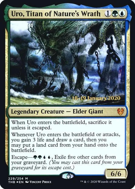 Ouro, titan de la Rage de la nature, carte Magic PTHB 229s — extension Theros Beyond Death Promos