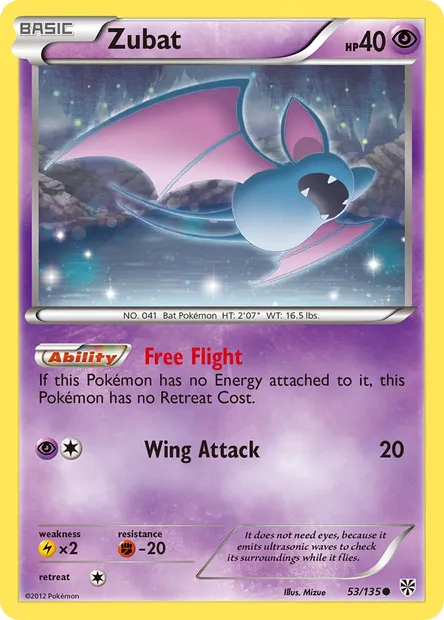 Zubat, Pokémon card PLS 53 — Plasma Storm set