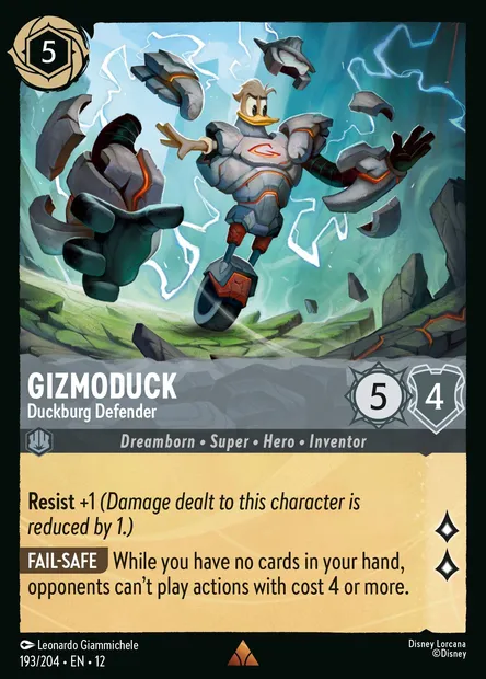 Gizmoduck - Duckburg Defender, Disney Lorcana card CH12-193 — Wilds Unknown set