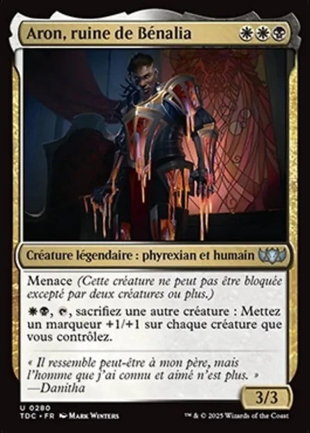 Aron, ruine de Bénalia, carte Magic TDC 280 — extension Tarkir: Dragonstorm Commander