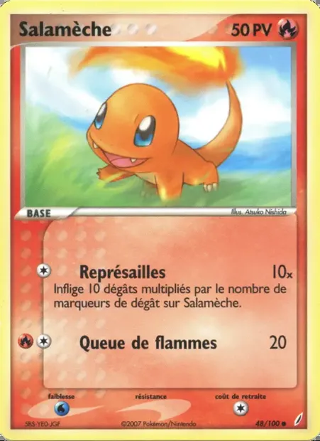 Salamèche, carte Pokémon CG 48 — extension EX Gardiens de Cristal