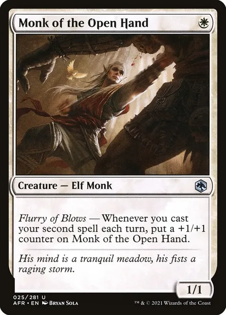 Monk of the Open Hand, Magic card AFR 25 — Adventures in the Forgotten Realms set