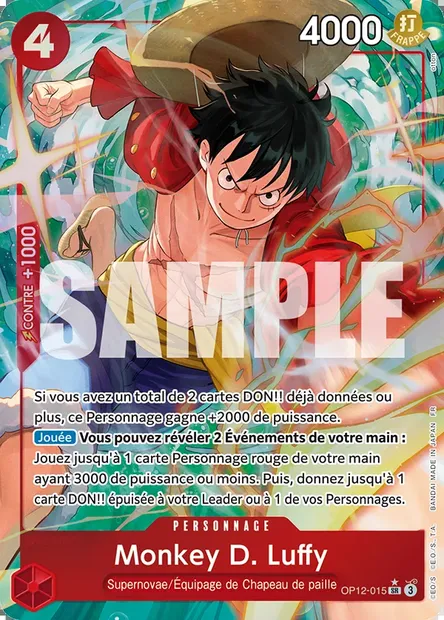 Monkey D. Luffy, carte One Piece OP12-015 — extension L'HÉRITAGE DU MAÎTRE