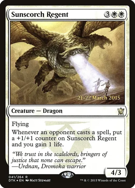 Sunscorch Regent, Magic card PDTK 41s — Dragons of Tarkir Promos set