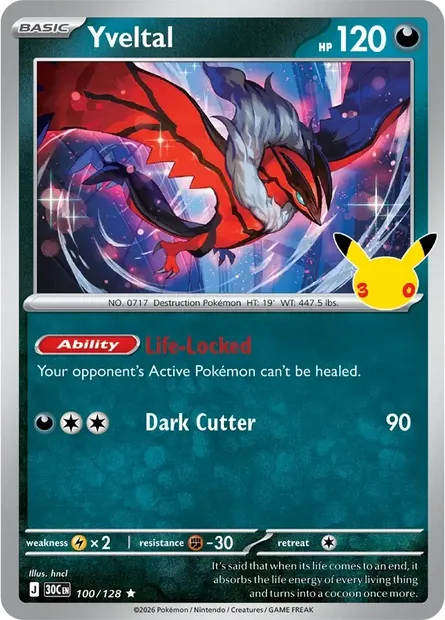 Yveltal, Pokémon card 30C 100 — 30th Celebration set