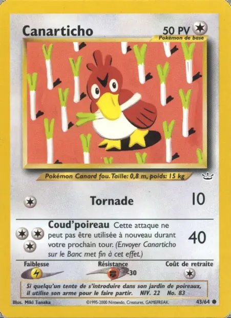Canarticho, carte Pokémon NR 43 — extension Neo Revelation