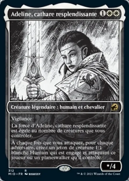 Adeline, cathare resplendissante, carte Magic MID 312 — extension Innistrad : chasse de minuit