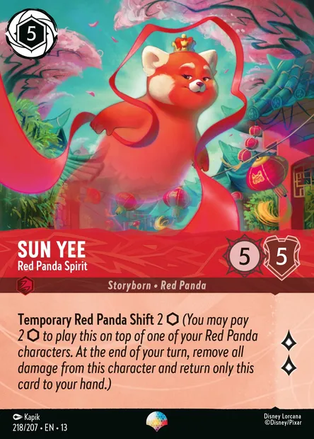 Sun Yee - Red Panda Spirit, Disney Lorcana card CH13-218 — Attack of the Vine! set