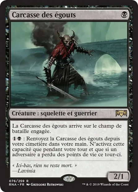Carcasse des égouts, carte Magic RNA 76 — extension L'allégeance de Ravnica