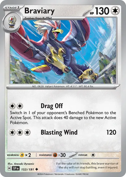 Braviary, Pokémon card SSP 153 — Surging Sparks set