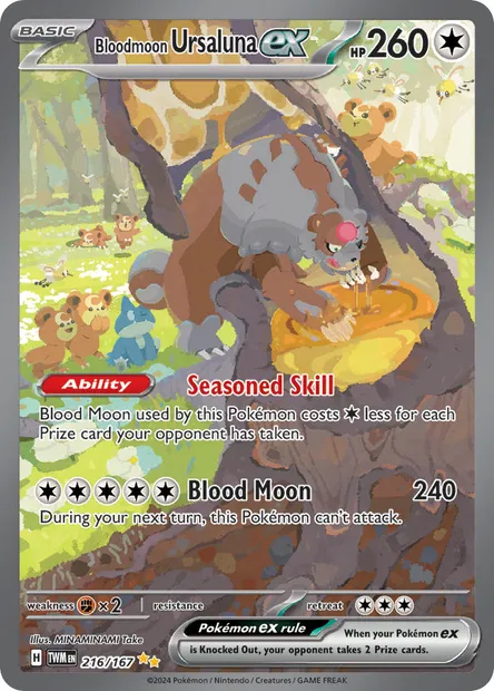 Bloodmoon Ursaluna ex, Pokémon card TWM 216 — Twilight Masquerade set