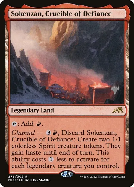 Sokenzan, le Creuset de la défiance, carte Magic PNEO 276p — extension Kamigawa: Neon Dynasty Promos