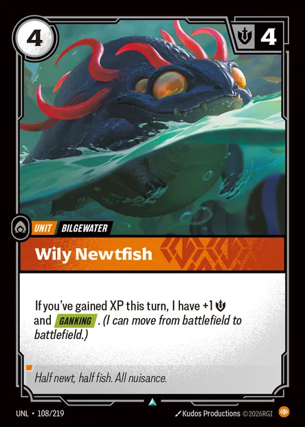 Wily Newtfish, Riftbound card UNL 108 — Unleashed set