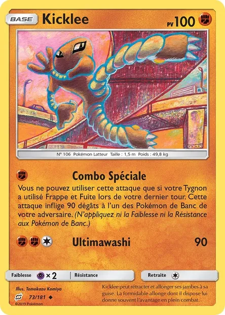 Kicklee, carte Pokémon TEU 73 — extension Duo de Choc