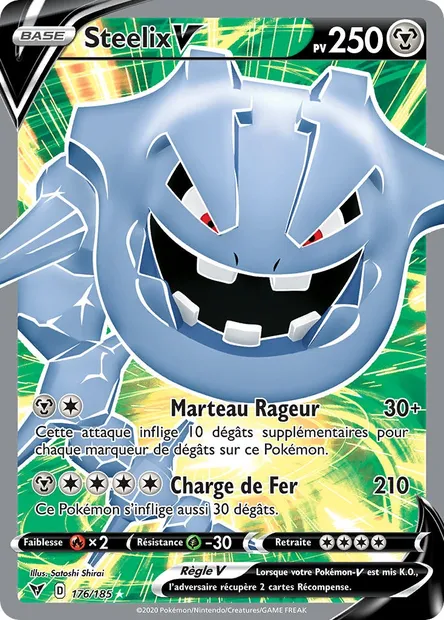Steelix V, carte Pokémon VIV 176 — extension Voltage Éclatant