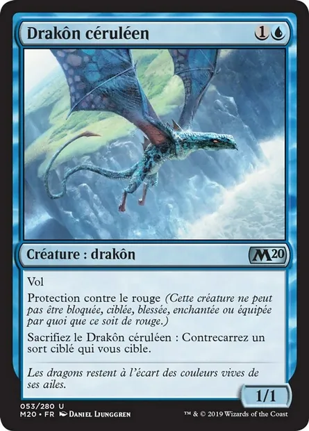 Drakôn céruléen, carte Magic M20 53 — extension Core Set 2020