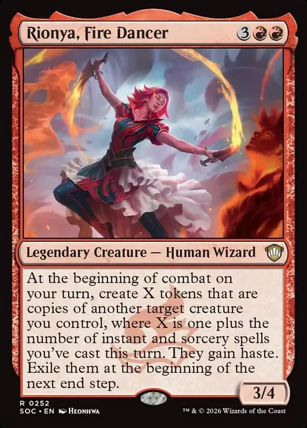 Rionya, Fire Dancer, Magic card SOC 252 — Secrets of Strixhaven Commander set