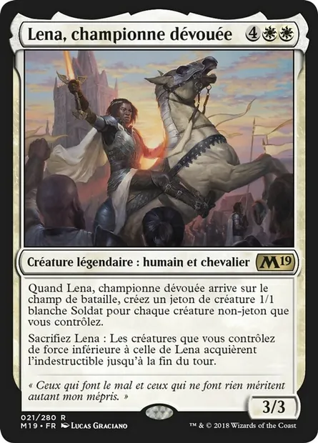 Lena, championne dévouée, carte Magic M19 21 — extension Core Set 2019