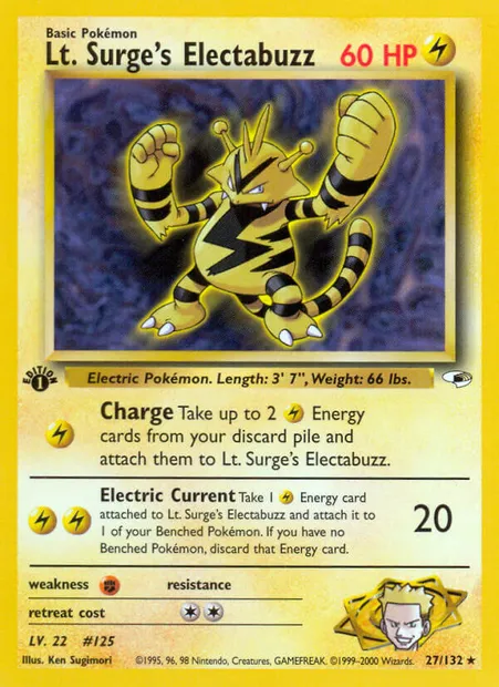 Lt. Surge's Electabuzz, Pokémon card GH 27 — Gym Heroes set
