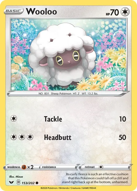 Wooloo, Pokémon card SSH 153 — Sword & Shield set