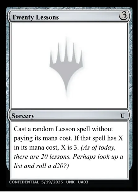 Twenty Lessons, Magic card UNK UA03 — Unknown Event set