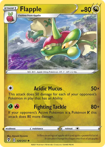 Flapple, Pokémon card EVS 120 — Evolving Skies set