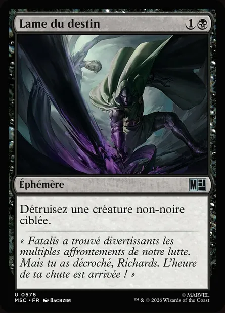 Lame du destin, carte Magic MSC 576 — extension Marvel Super Heroes Commander
