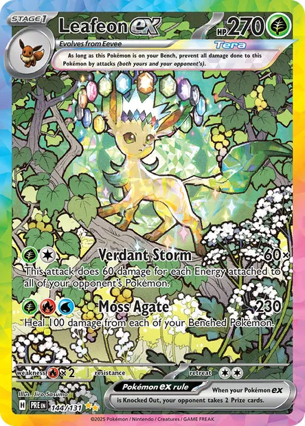 Leafeon ex, Pokémon card PRE 144 — Prismatic Evolutions set