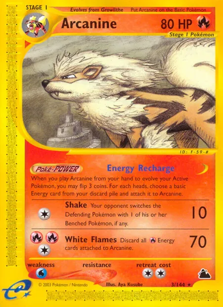 Arcanine, Pokémon card SK 3 — Skyridge set