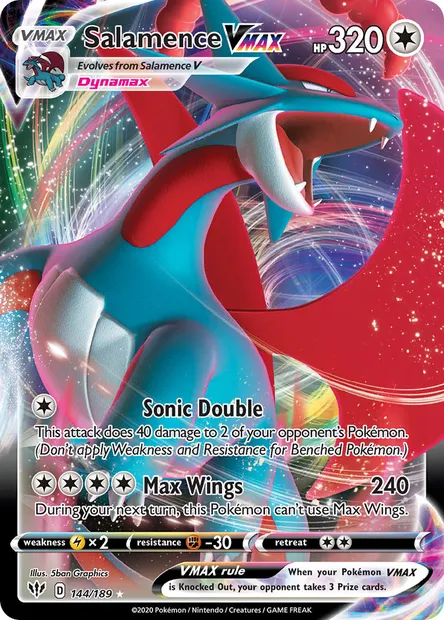 Salamence VMAX, Pokémon card DAA 144 — Darkness Ablaze set