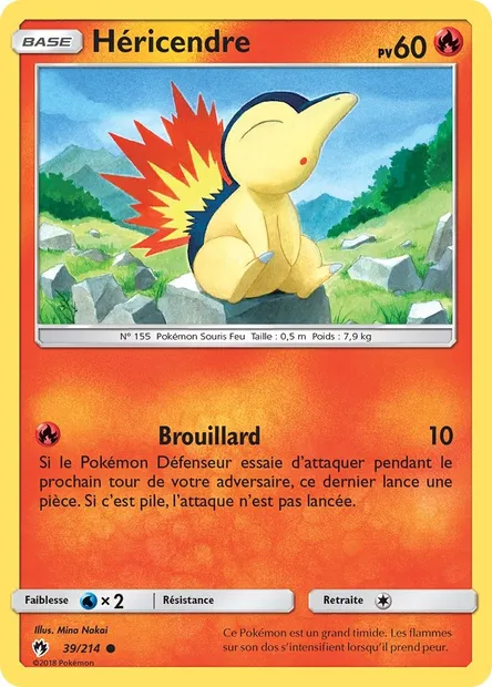 Héricendre, carte Pokémon LOT 39 — extension Tonnerre Perdu