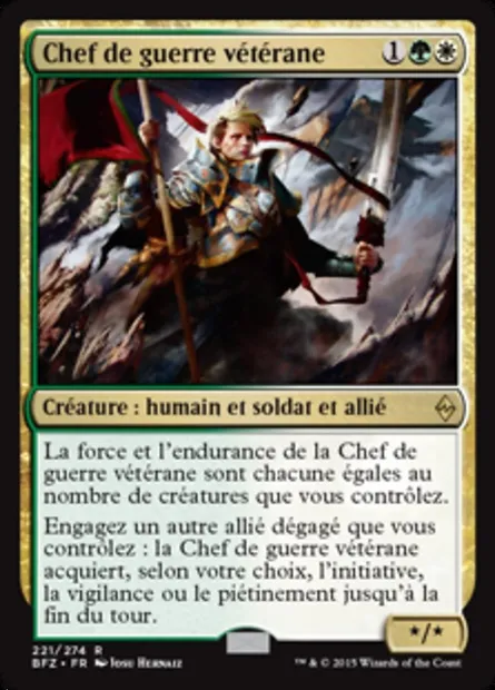 Chef de guerre vétérane, carte Magic BFZ 221 — extension La bataille de Zendikar