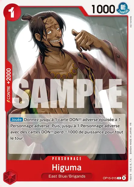 Higuma, carte One Piece OP15-015 — extension AVENTURE SUR L'ÎLE DE DIEU