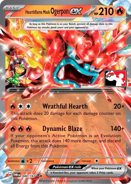 Hearthflame Mask Ogerpon ex, Pokémon card PPS 040-7 — Play! Pokémon Prize Pack Series set