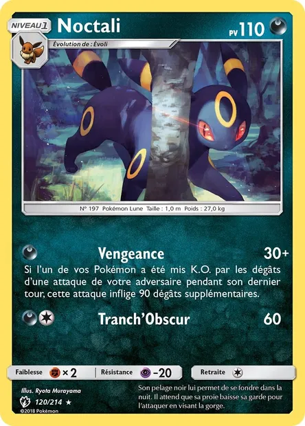 Noctali, carte Pokémon LOT 120 — extension Tonnerre Perdu