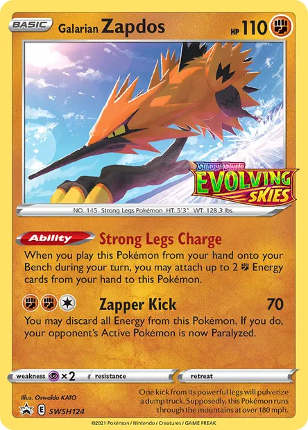 Galarian Zapdos, Pokémon card SWSH 124 — SWSH Black Star Promos set