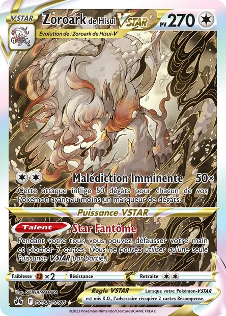 Zoroark de Hisui VSTAR, carte Pokémon CRZ GG56 — extension Zénith Suprême