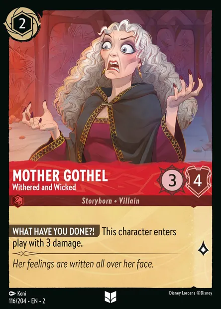 Mother Gothel - Withered and Wicked, Disney Lorcana card CH2-116 — Rise of the Floodborn set